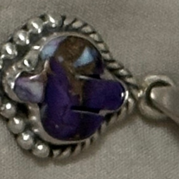 925 Sterling Silver Purple Copper Turquoise Cactus Pendant NO chain included - Picture 12 of 12